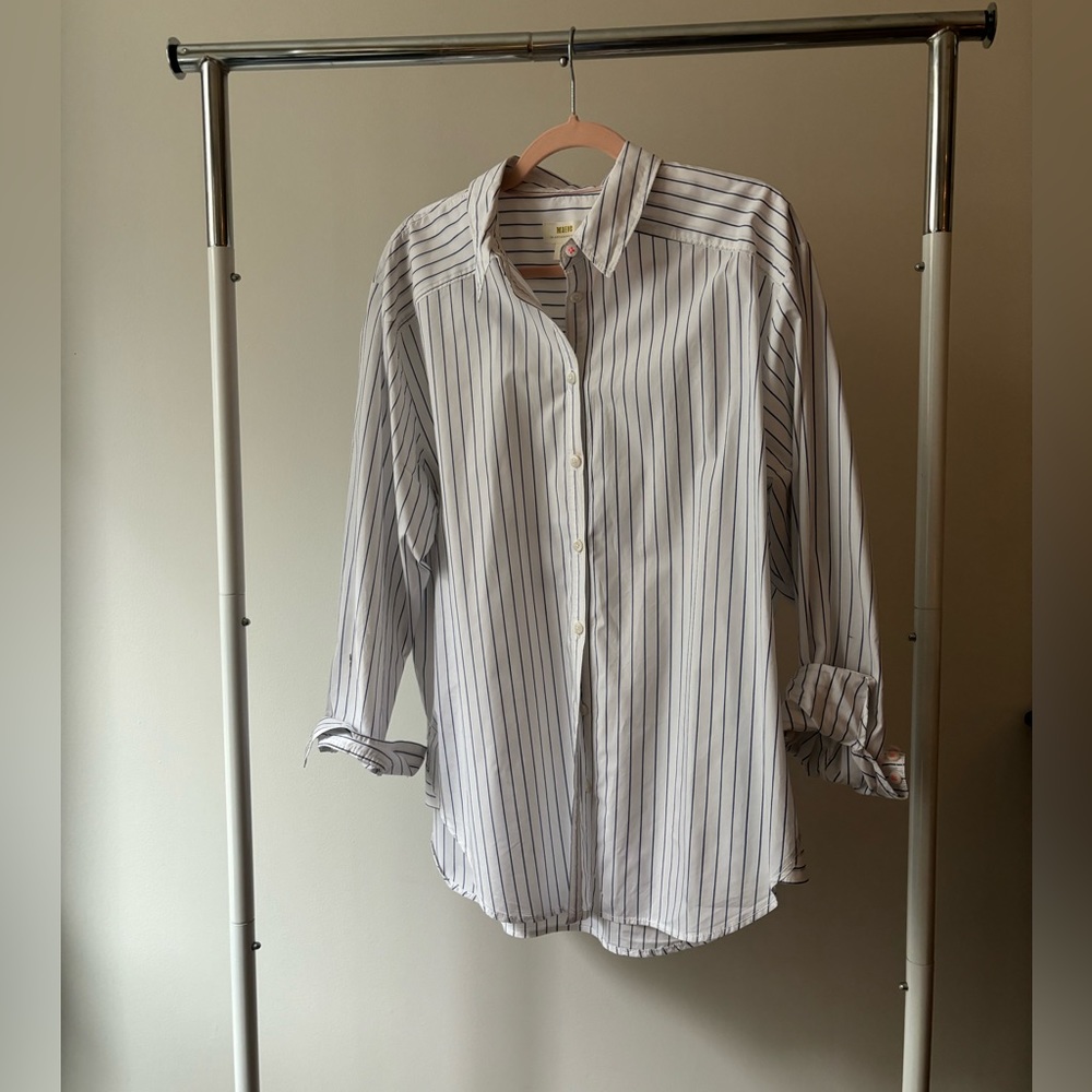 Maeve Anthropologie - Blue and White Stripe Button Down - L